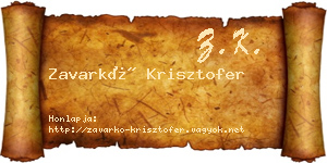 Zavarkó Krisztofer névjegykártya